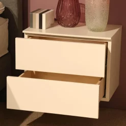 2er-Set Nachtkommode Miria Glattlack 419 Blütenweiß Zargen 023 Birke Sahara Mit Push Beschlag