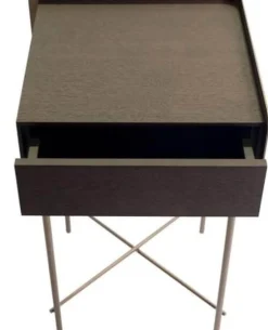 2er-Set Nachtkästchen Bela 39 1 Eiche Wenge Furniert Gestell Edelstahl Bronce Look Bronze Pulverbeschichtet