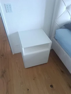 2er-Set Nachtkästchen Nachttisch Cube Light Lack Schneeweiß M03