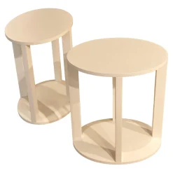 2er-Set Nachttisch Daphne Oval Lack Matt Weiß