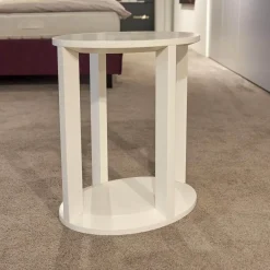 2er-Set Nachttisch Daphne Oval Lack Matt Weiß