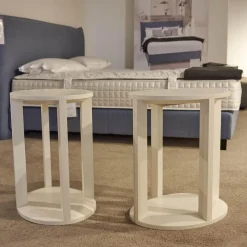 2er-Set Nachttisch Daphne Oval Lack Matt Weiß