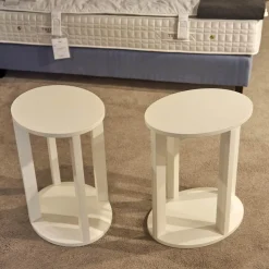 2er-Set Nachttisch Daphne Oval Lack Matt Weiß