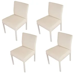 4er-Set Outdoorstühle Liner Kunstleder Weiß