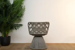 4er-Set Outdoorstuhl Flair Bezug Stoff Lilia Weiß Geflecht Taubengrau Gestell Tortora Lackiert