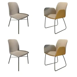 4er-Set S1000 Stoff 4702 Graubeige Leder 4104 Senf