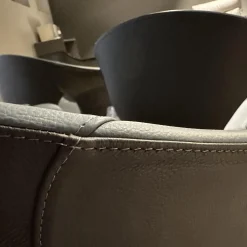 4er-Set Sessel Ginger 5542101 Bezug Außenschale Leder SC 28 Seppia Braun Grau Innen LEder SC 254 Stell Blue Grau Blau Gestell Wengeholzfarbig Esche 32 Drehbar Mit Rückholfunktion