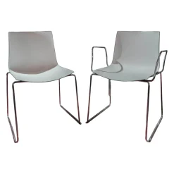 2er-Set Stühle Catifa 46 Kufengestell Polyprophylen Zweifarbig PO00217 Minz/Weiß Stahl CRO Verchromt