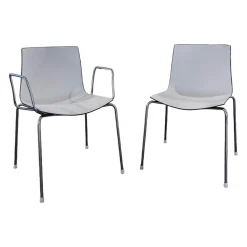 2er-Set Stühle Catifa 46 Schwarz Vierfussgestell Chrom mit Schale Zweifarbig PO00209 Schwarz/Weiß