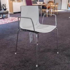 2er-Set Stühle Catifa 46 Schwarz Vierfussgestell Chrom mit Schale Zweifarbig PO00209 Schwarz/Weiß