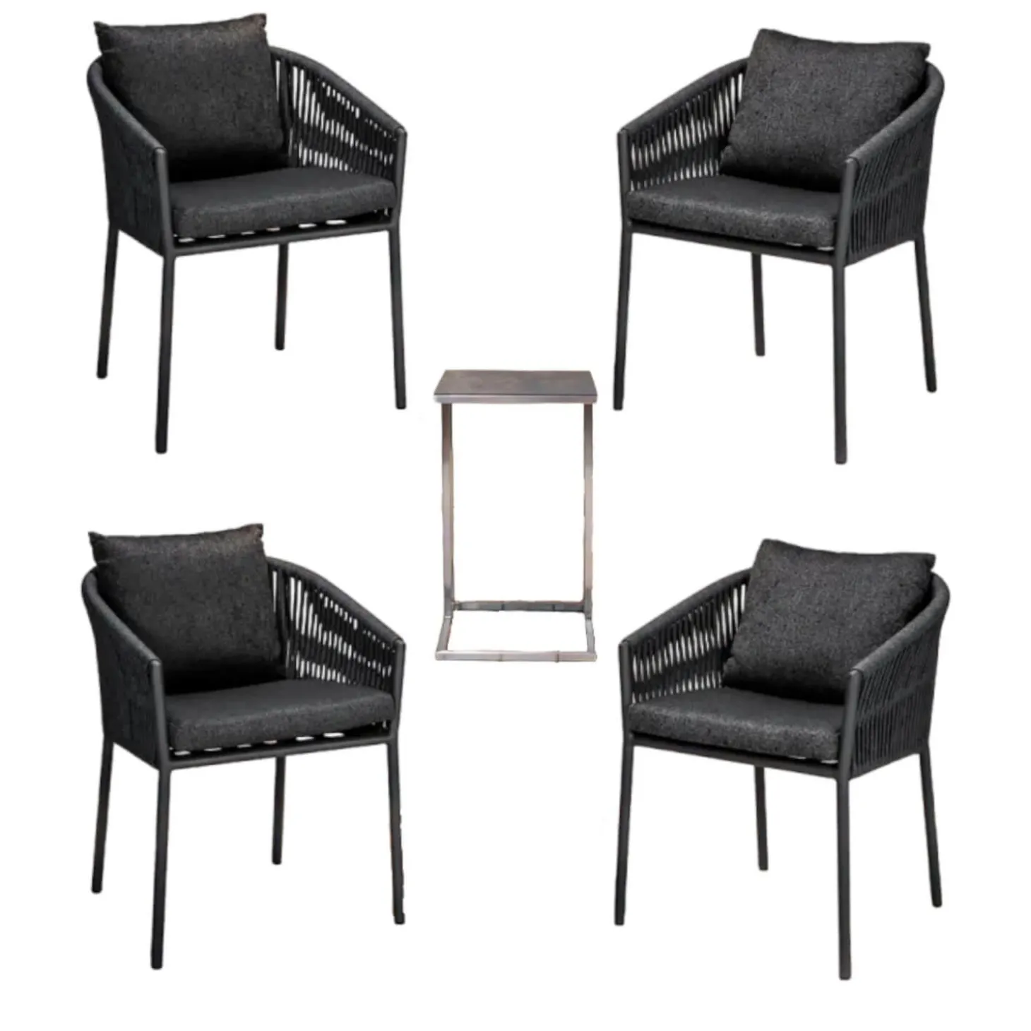 4er-Set Stühle Gabon Anthrazit Dunkelgrau Alu Charcoal