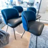 4er-Set Stühle Gaia Leder Loft Vulcano 270 Stoff Seven Navy Blau