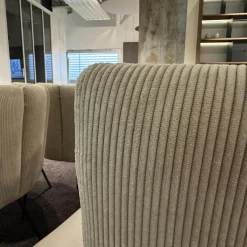 6er-Set Stühle Gaia Lehne Stoff Lisboa Weiß Sitzfläche Leder Grau Creme Rundrohr Schwarz