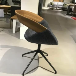 6er-Set Stühle Harta Stoff Marine Grau Gestell Metall Anthrazit mit Drehfunktion