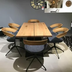 6er-Set Stühle Harta Stoff Marine Grau Gestell Metall Anthrazit mit Drehfunktion