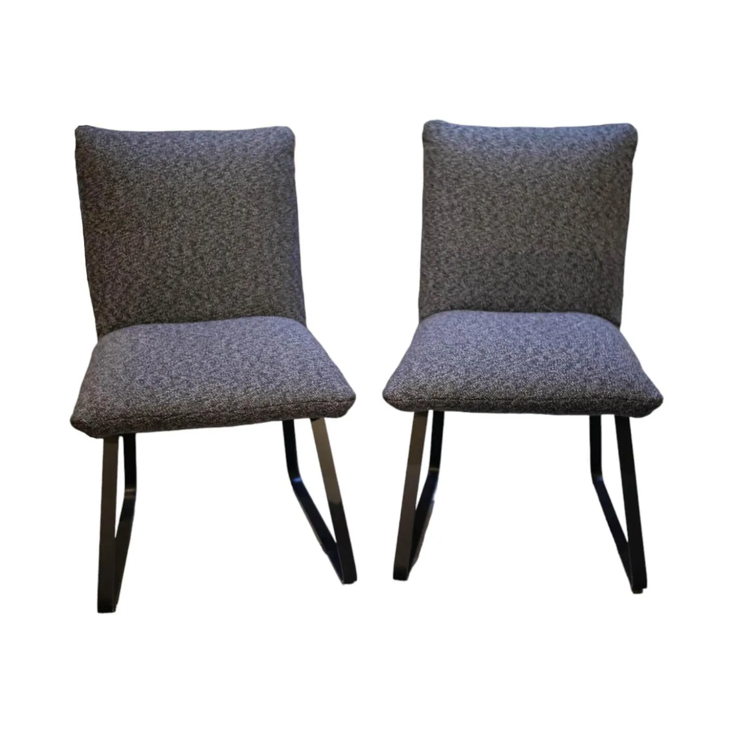 2er-Set Stühle Heaven Dining Stoff Mara Graphit Grau Gestell Metallkufe Schwarz Ohne Armlehne