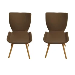 2er-Set Stühle Kasaar Bezug Leder Genua 1295 Gallit Grau Gedrehtes Holzgestell Eiche Puro Geölt Mit Fiilzgleiter