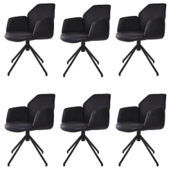 6er-Set Stühle Mirella-C Leder Toledo Nero Spinnengestell Schwarz mit Rückholfeder