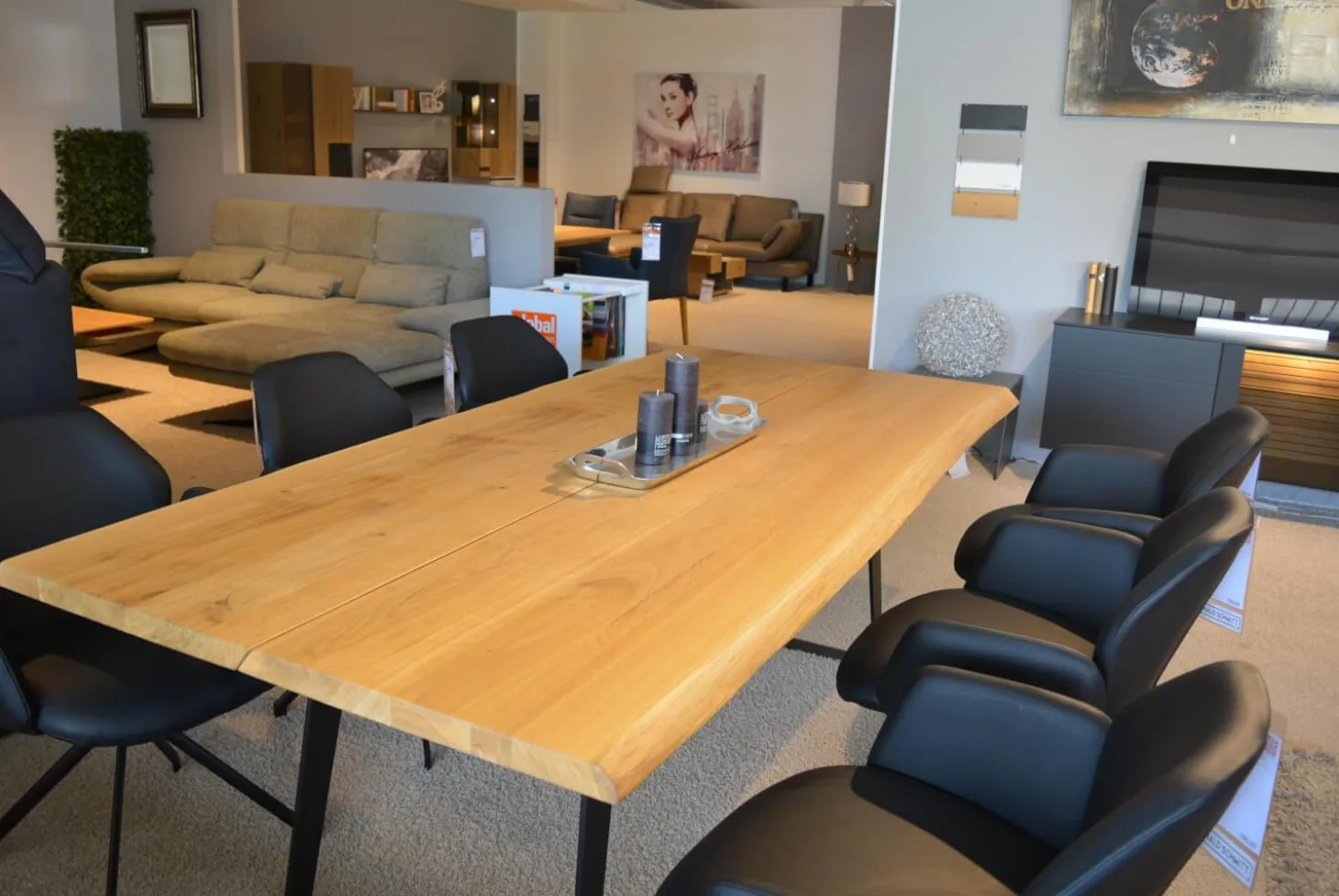 6er-Set Stühle Mirella-C Leder Toledo Nero Spinnengestell Schwarz mit Rückholfeder