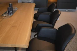 6er-Set Stühle Mirella-C Leder Toledo Nero Spinnengestell Schwarz mit Rückholfeder