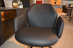 6er-Set Stühle Mirella-C Leder Toledo Nero Spinnengestell Schwarz mit Rückholfeder