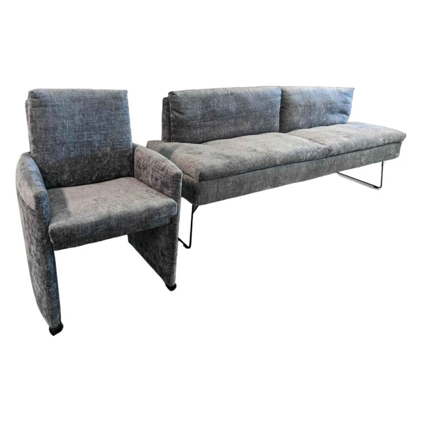 2er-Set Stühle mit Bank WK790/791 Stoff B3094 Basalt Grau