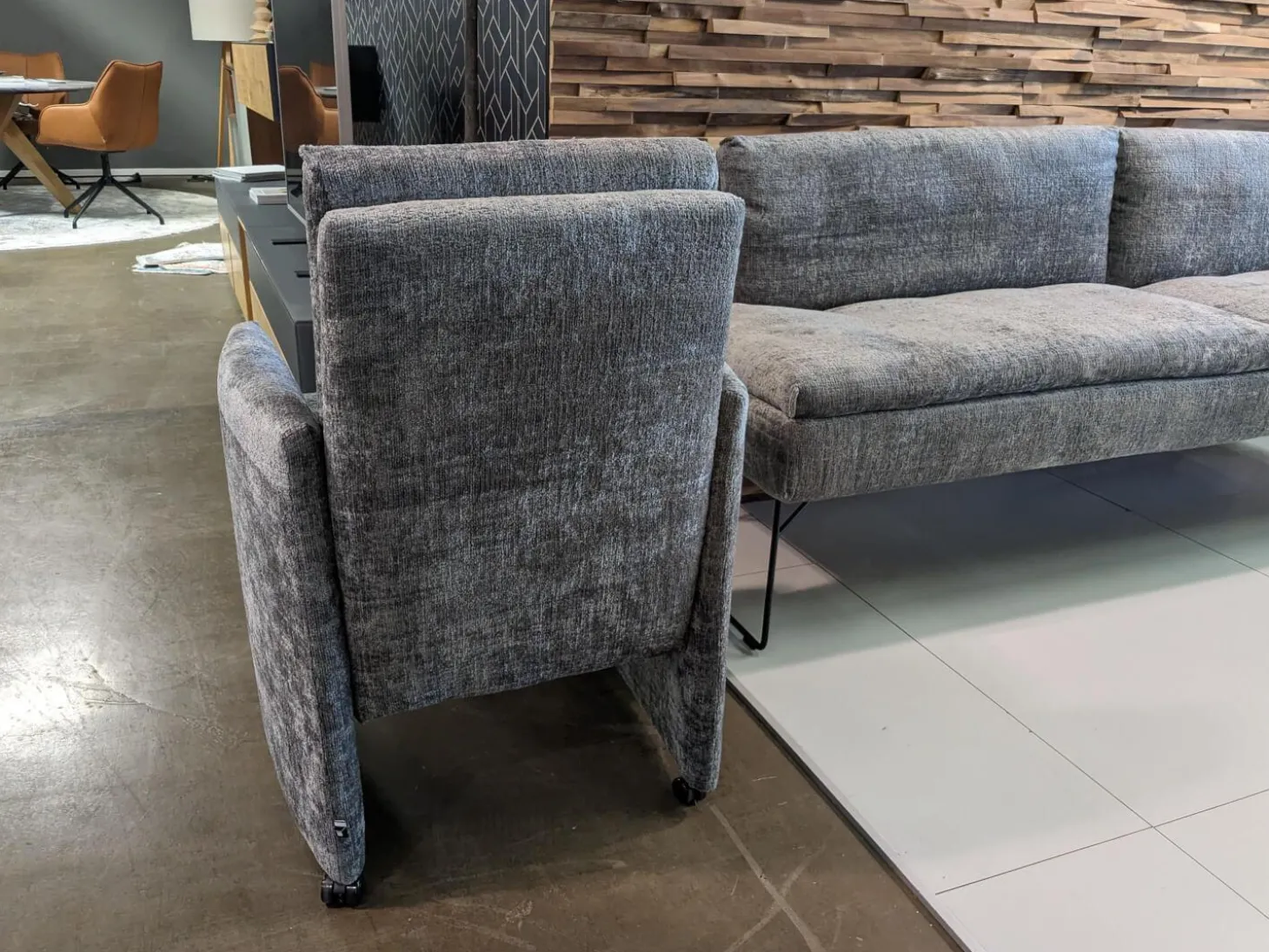 2er-Set Stühle mit Bank WK790/791 Stoff B3094 Basalt Grau