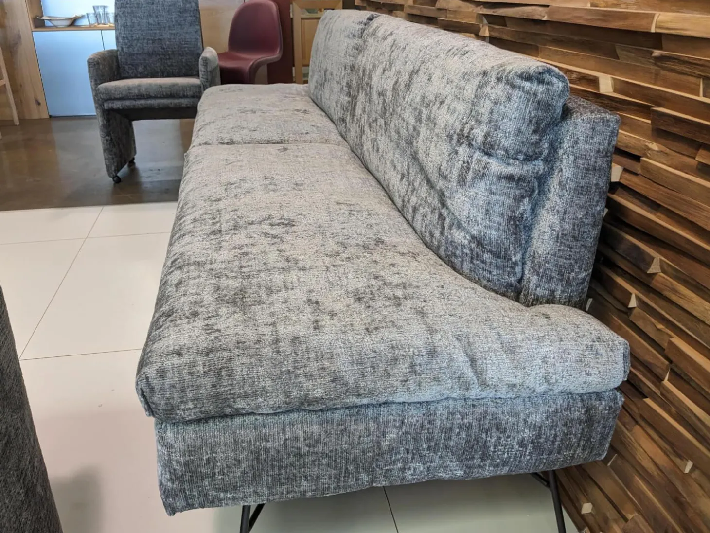 2er-Set Stühle mit Bank WK790/791 Stoff B3094 Basalt Grau