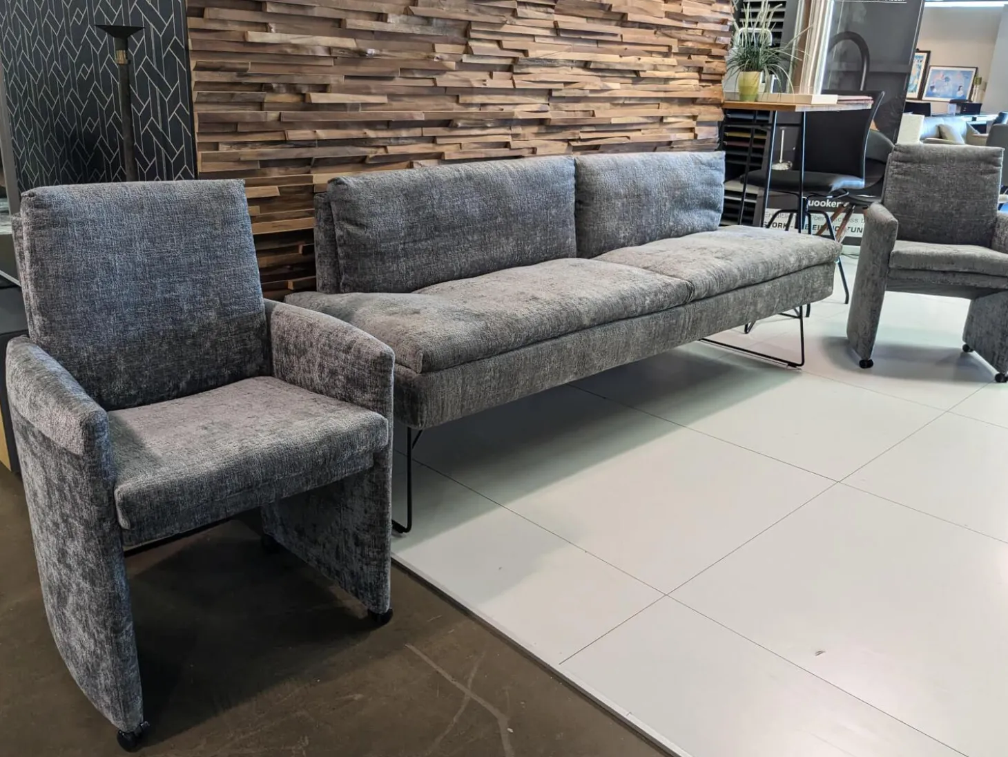 2er-Set Stühle mit Bank WK790/791 Stoff B3094 Basalt Grau