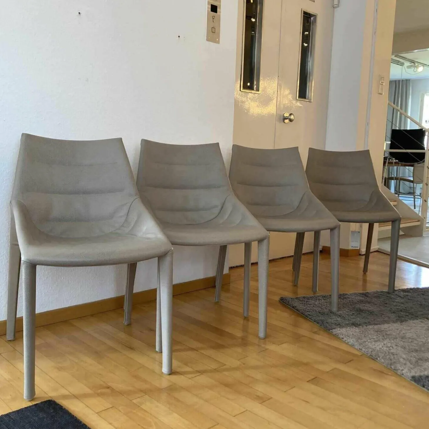 4er-Set Stühle OSE1 Nubukleder Beige