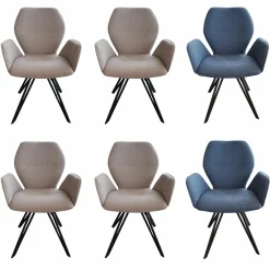 6er-Set Stuhl 013319 Merlot Stoff Venice Silver Grau Blau Gestell Eisen Schwarz