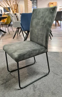 6er-Set Stuhl 4110 Stoff Almeida Hunter Grün-Grau Kufe Schwarz Pulverbeschichtet