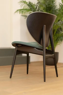 2er-Set Stuhl Alma Bezug Leder Kashmir Sitz Petrol Blau Rücken Mousse Grau Füße Schwarz Lack