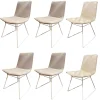 6er-Set Stuhl Amelie Leder Oman Taupe Creme Gestell Weiß Pulverbeschichtet