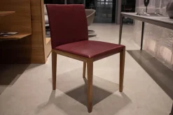 4er-Set Stuhl Andoo Bezug Leder Dunkelrot Gestell Nussbaum