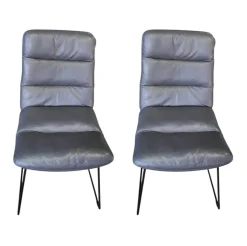 2er-Set Stuhl Arva 1512 OA2 Leder Sauvage 4 8102 Anthrazit Rundrohrgestell M02 Struktur Schwarz