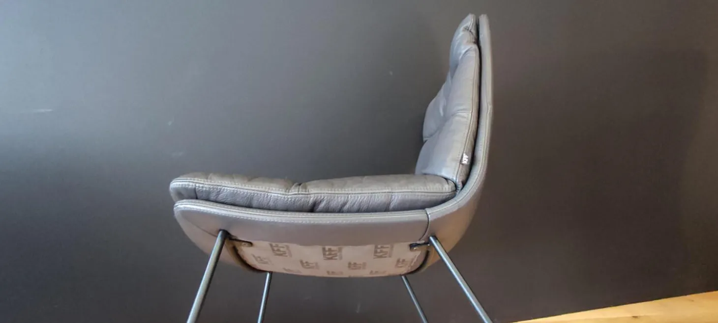 2er-Set Stuhl Arva 1512 OA2 Leder Sauvage 4 8102 Anthrazit Rundrohrgestell M02 Struktur Schwarz