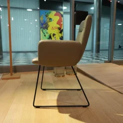 2er-Set Stuhl Arva Light Leder Sauvage Schlammgrau 8103 Drahtkufengestell Struktur Schwarz