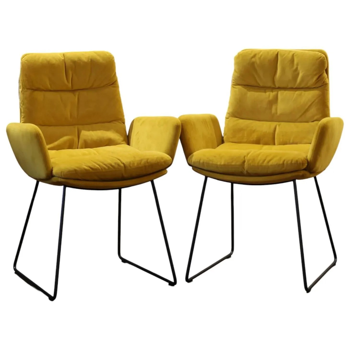 2er-Set Stuhl Arva Stoff Seven Ocre 23 Gelb Gestell Metall Schwarz
