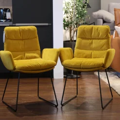 2er-Set Stuhl Arva Stoff Seven Ocre 23 Gelb Gestell Metall Schwarz