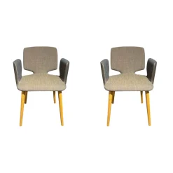 2er-Set Stuhl Aye ALSF MA R Vorne Stoff Canva Hinten Leder 2407 70272 Schwarz Braun Gestell Eiche Naturöl