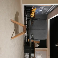 2er-Set Stuhl Aye Asdma Stoff Canvas Hellblau Füße Eiche Weißöl Drehgestell