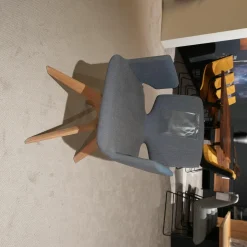 2er-Set Stuhl Aye Asdma Stoff Canvas Hellblau Füße Eiche Weißöl Drehgestell