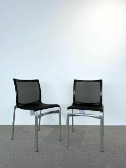 2er-Set Stuhl Bigframe Netzgewebe Schwarz Gestell Aluminium