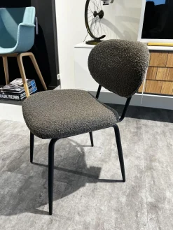 6er-Set Stuhl Bouc Stoff Ascot Mouse Grau Schwarz 4 Fuß Schwarz Pulverbeschichtet