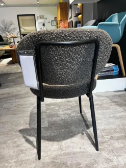 6er-Set Stuhl Bouc Stoff Ascot Mouse Grau Schwarz 4 Fuß Schwarz Pulverbeschichtet