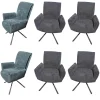 6er-Set Stuhl Boulder Stoff Anthrazit Oliv Gestell Schwarz Drehbar