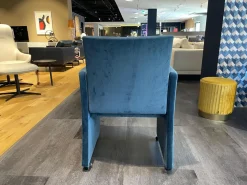 2er-Set Stuhl Brandon A Stoff Royalblue Blau Rahmen Lack Matt Schwarz Mit Doppelrollen Schwarz