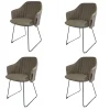 4er-Set Stuhl Choice Stoff Cane Line Natté Taupe Grau Schale Polypropylen Schwarz Gestell Kufe Stahl Black Schwarz Warmverzinkt