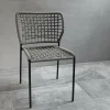 2er-Set Stuhl Corda Chair Handgeflochtene Sitzfläche Stoff Kevlar Hellgrau